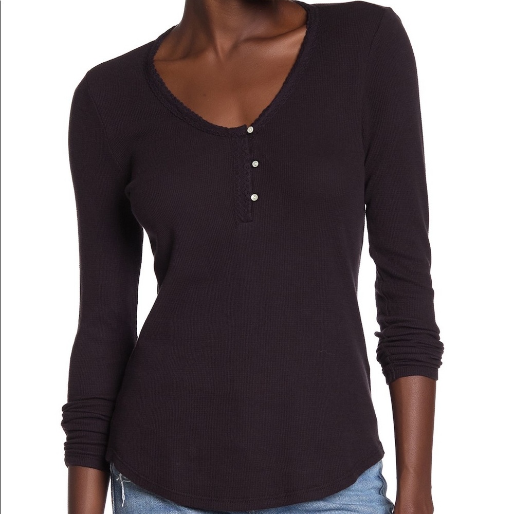 💕LUCKY BRAND LONG SLEEVE HENLEY BLACK